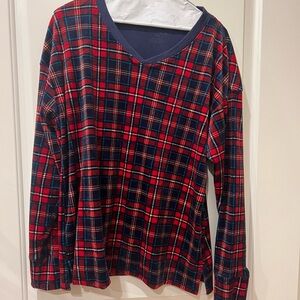 Nautica Men's V-Neck Plaid Sweater - Red and Navy